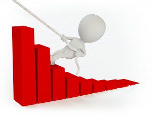 business person climbing stairs